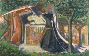 Dante Gabriel Rossetti - Arthur's Tomb: The Last Meeting of Lancelot and Guinevere (1860).