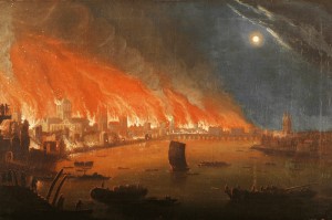 This painting shows the enormous scale of The Great Fire. Unknown artist, c.1700. (http://www.london-fire.gov.uk/great-fire-of-london.asp).