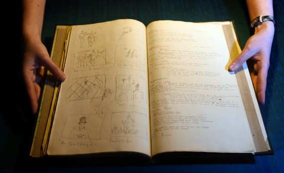Laurence Olivier's shooting script for Henry V 1943. British Library Photo by Clare Kendall