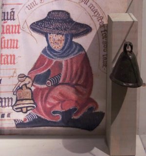 Medieval leper - By Gianreali. Cropped from Leprosy bell. (Wikimedia Commons)