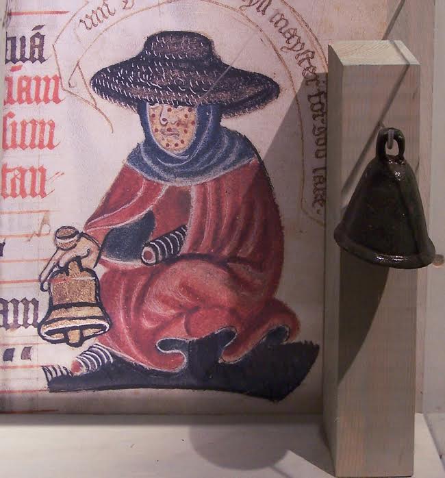 Medieval leper - By Gianreali. Cropped from Leprosy bell. (Wikimedia Commons)